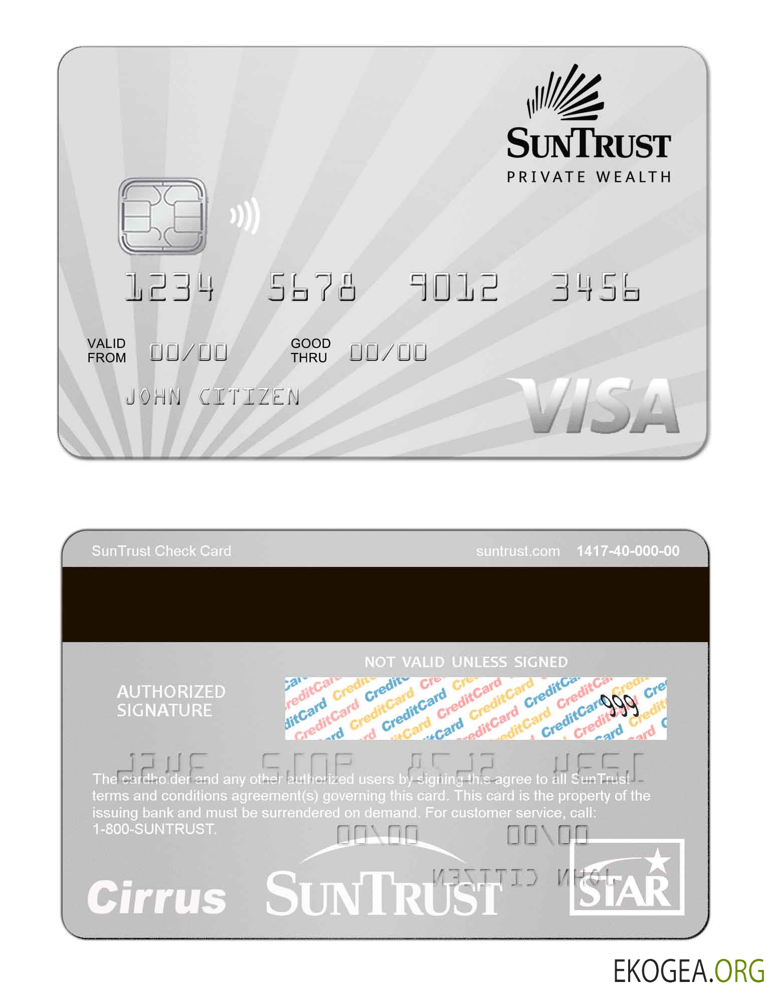 Carte visa bancaire SunTrust aux États Unis